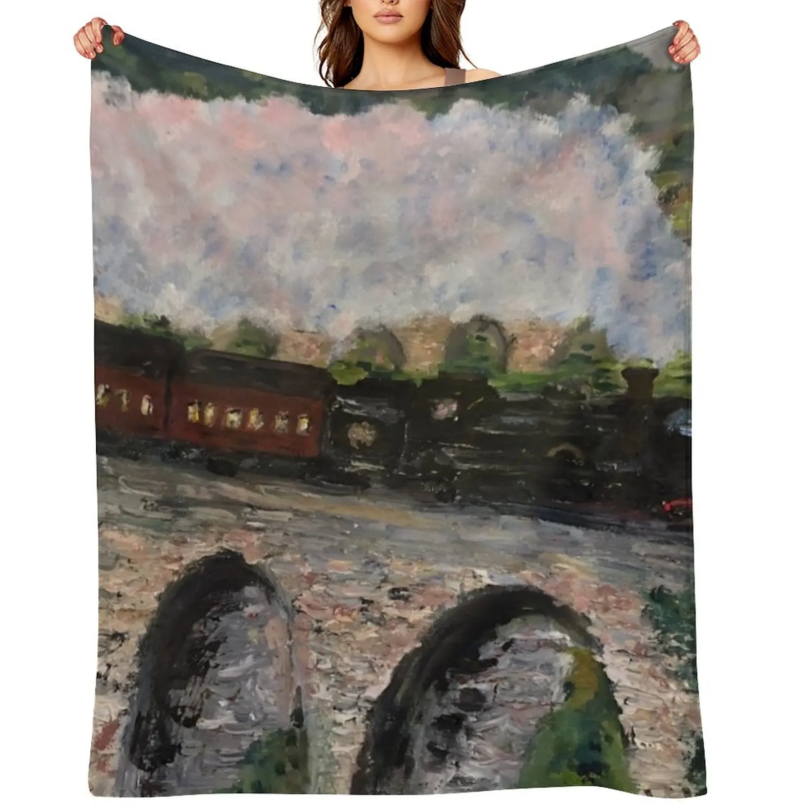 

Train steaming over bridge Throw Blanket warm for winter Sofa Plush Decorative Sofas Blankets