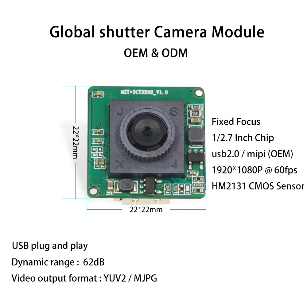 OEM 1080P 60fps RGB Global Shutter CMOS Camera Module Sensor 2MP USB interface Machine Vision Face Recognition Camera Modules