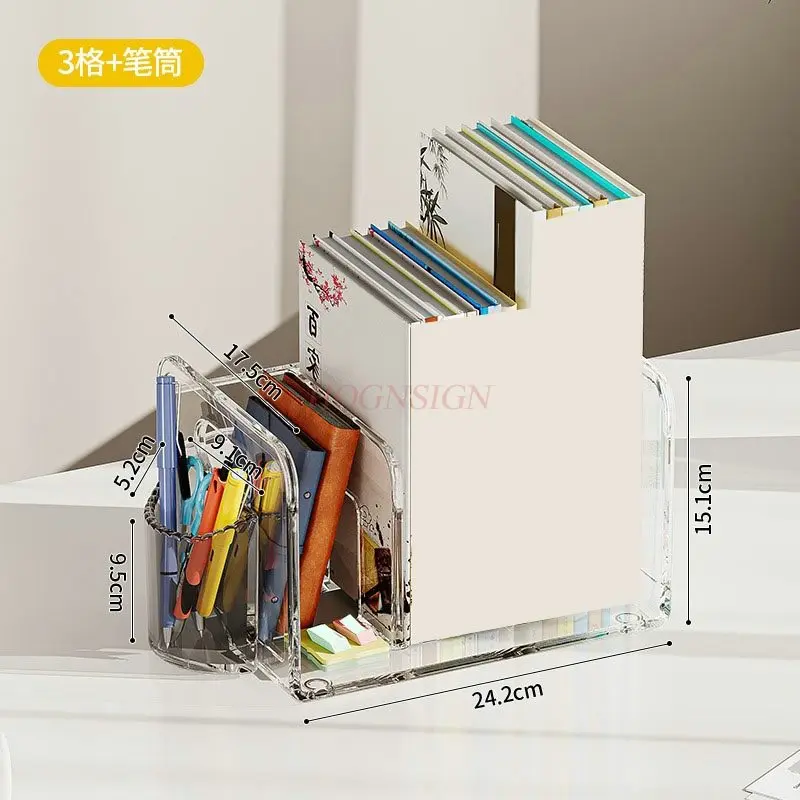 

1pcs Desktop Bookshelf Acrylic Book Storage Rack Office Dormitory Desk Document Storage Rack Partition Board