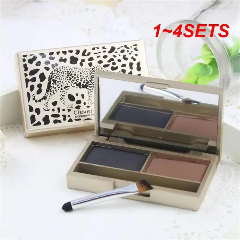 1~4SETS Matte Eyebrow Powder Three Dimensional  Eyebrow Powder Leopard Shining Waterproof Eyebrow Powder