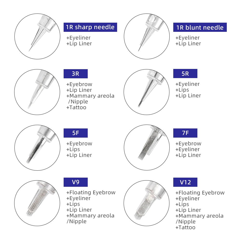 AIMOOSI Disposable Sterile Tattoo Needle Cartridges 1R/3R 15/100 for Eyebrow Lip PMU Microblading Permanent Makeup Machine - view 5