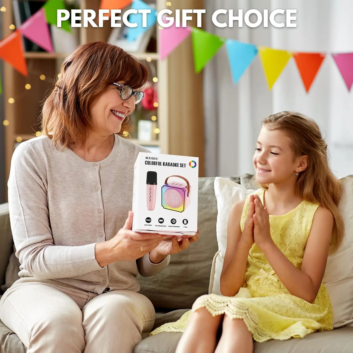 Macchina per karaoke per bambini Altoparlante Bluetooth portatile con microfoni wireless Regali per feste di famiglia di compleanno per ragazze e ragazzi