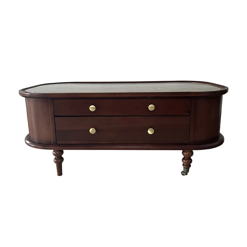 

Retro simple solid wood coffee table combination ancient household in the living room small apartment