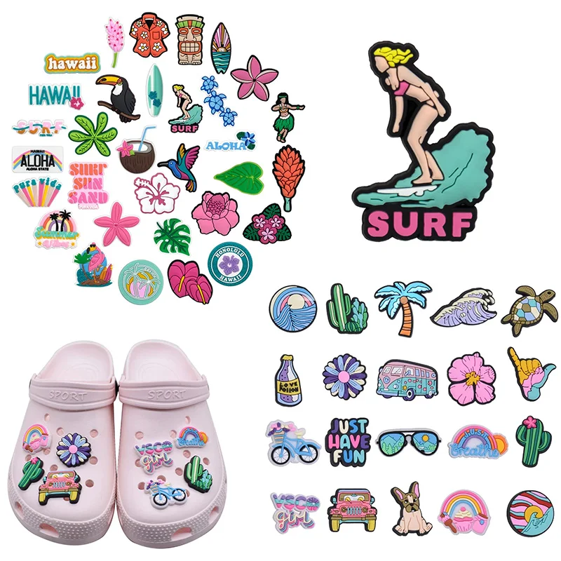 

Летние путешествия, подвески для обуви в гавайском стиле для Crocs, аксессуары, подвески, сабо, шлепанцы с пузырьками, украшение для обуви «сделай сам», пряжка, рождественские подарки