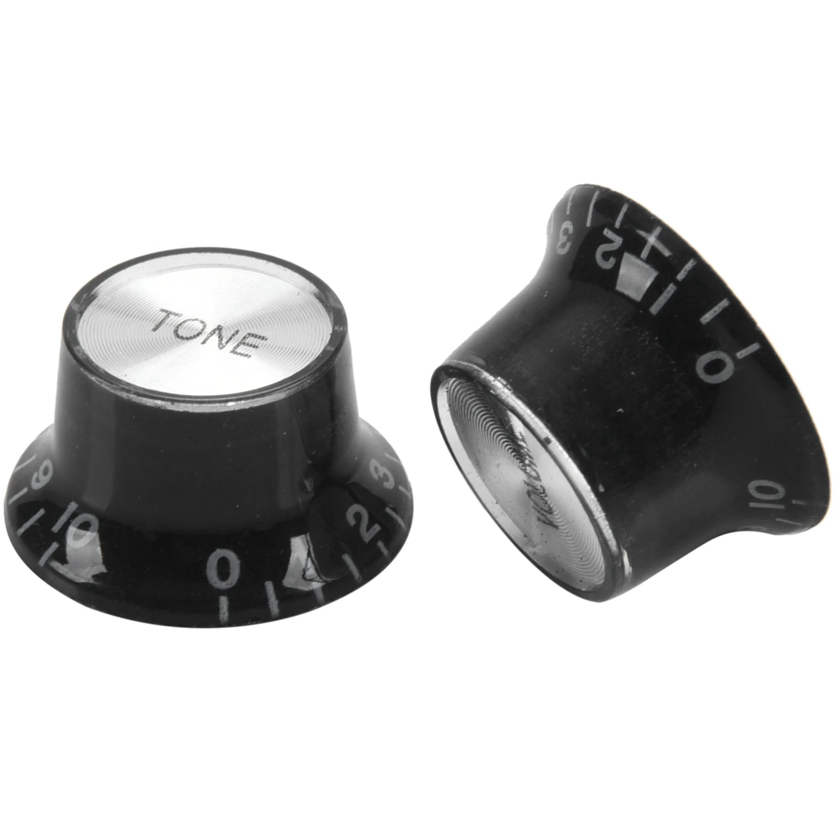 Guitar Knobs 2 Volumes and 2 Tones Silver Top Hat Bell