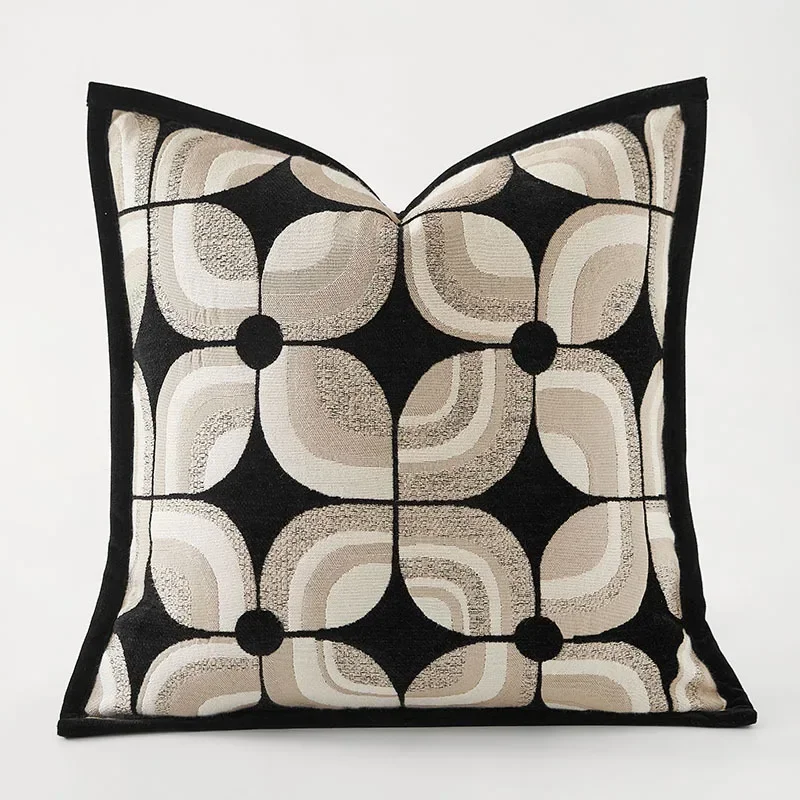 Black Khaki Pillows Geometric Cushion Case Modern 45x45 50x50 Decorative Pillow Cover For Sofa Chair Bedding Home Decorations