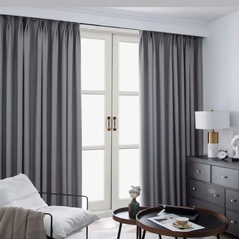 Custom Size！！Modern Soundproofing Noise Reduction Windproof Cotton Clip Thickened Curtains for Living Dining Room Bedroom Window