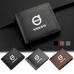 Leather Carbon Fiber Car Logo Wallet Driver License Credit Card Purses for Volvo Rdesign V40 V50 XC70 XC60 S90 XC90 S60 XC40 V60