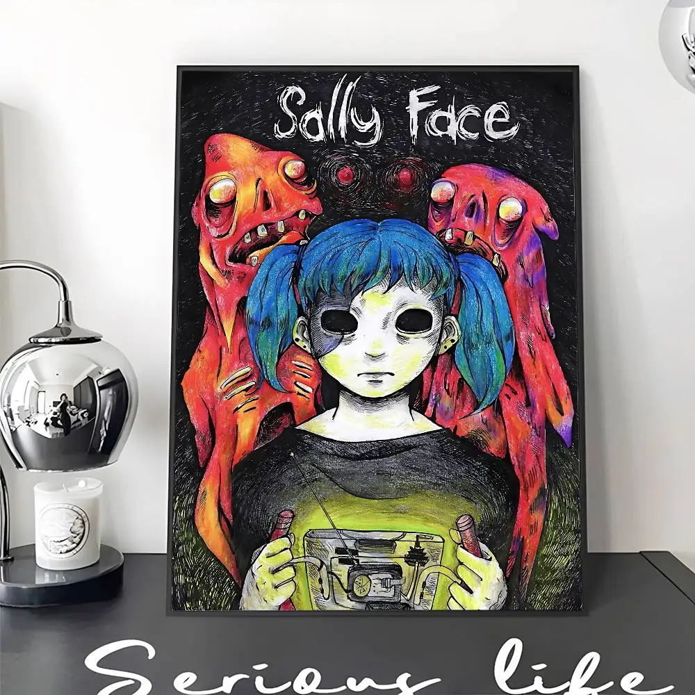 Horror Game S-Sally Face DIY Sticky Poster Waterproof Paper Sticker Coffee House Bar Stickers Wall Painting