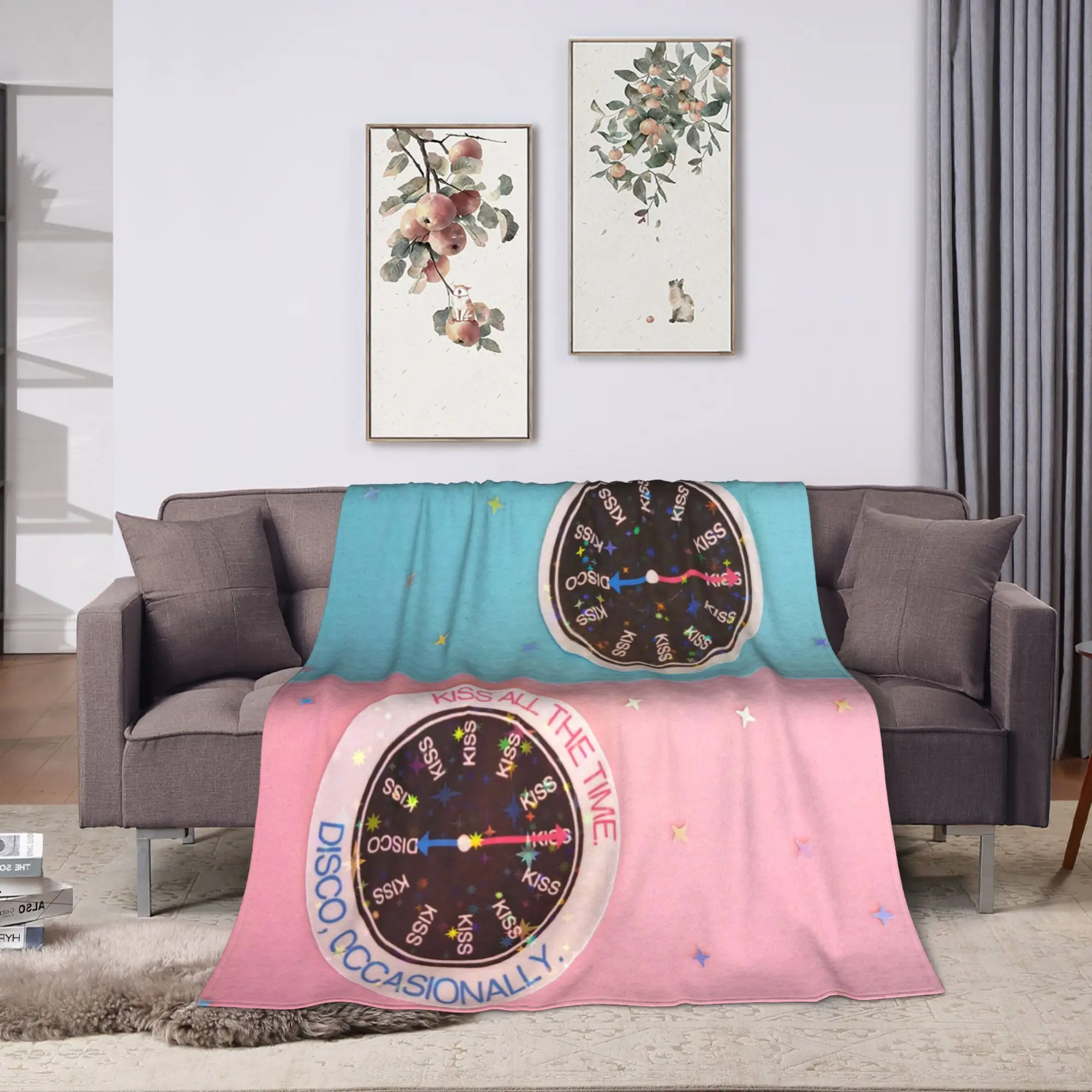 Harrys Styles Kiss All The Time Disco Flannel Blankets Girls  Warm Comfy Bedding Throws Winter Chair Bedspread Sofa Bed Cover