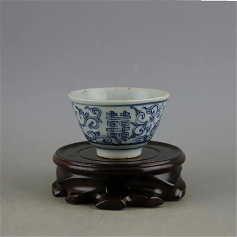 Chinese Blue and White Porcelain  Pattern Teacup Cup 2.60 inch
