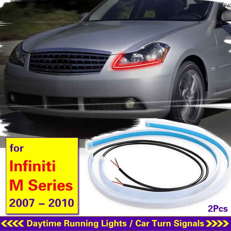 

2pcs DRL Flexible LED Daytime Running Lights For Infiniti M Series 2007-2010 Auto Headlights Waterproof Strip Turn Signal Lamp