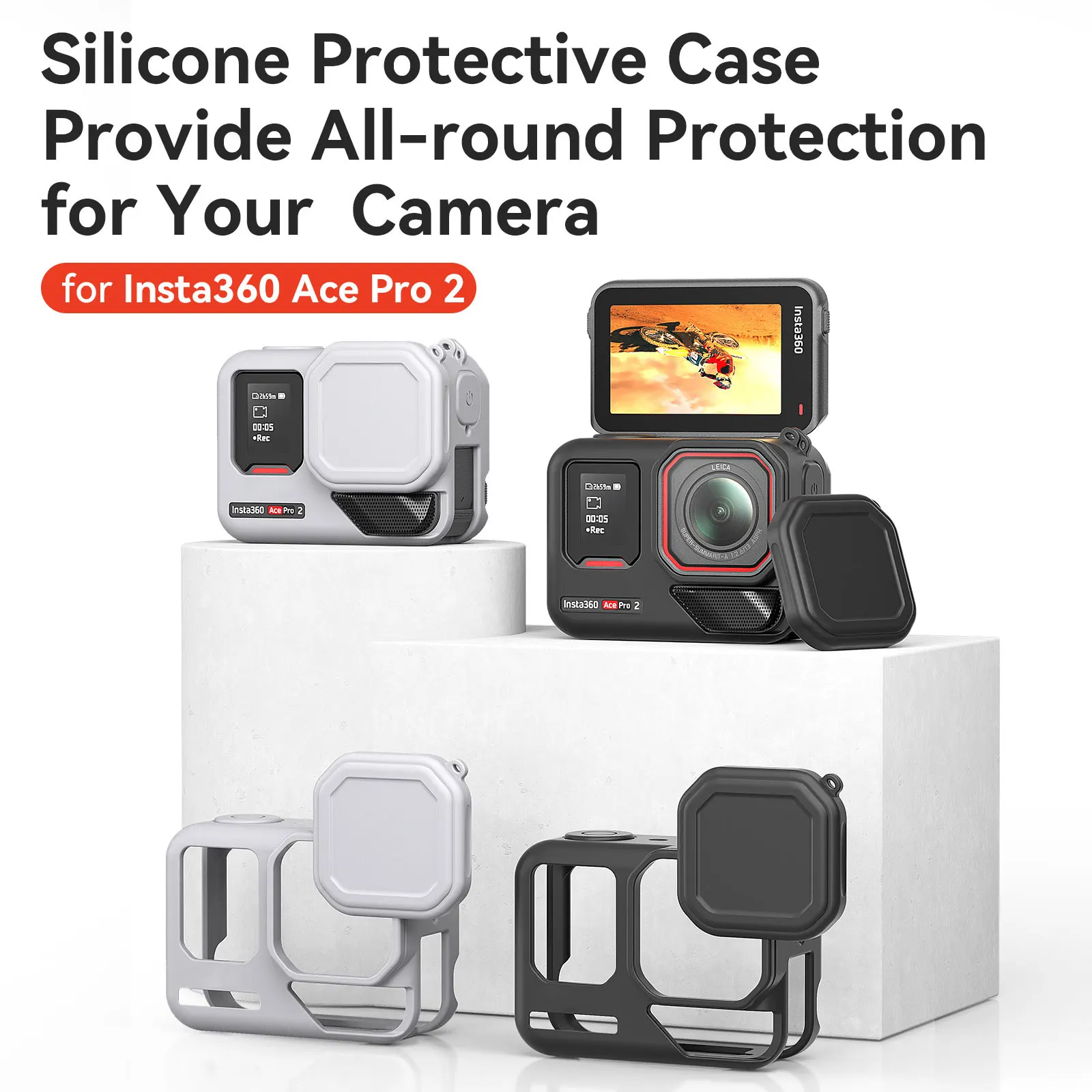 เหมาะสําหรับ Shadow Stone insta360acepro 2 ฝาครอบซิลิโคนฝาครอบป้องกันฝาครอบเลนส์ acepro เคสป้องกัน