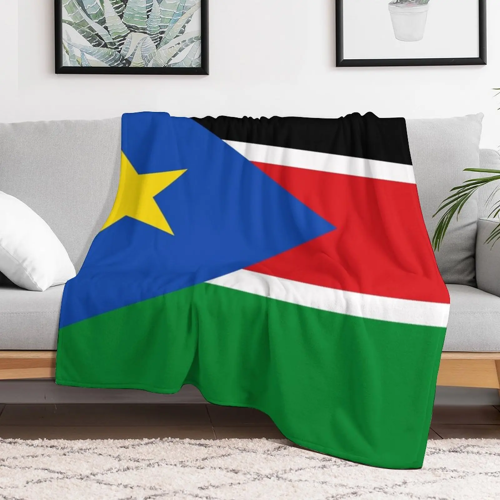 Flag of South Sudan Throw Blanket Plush Moving Nap Blankets