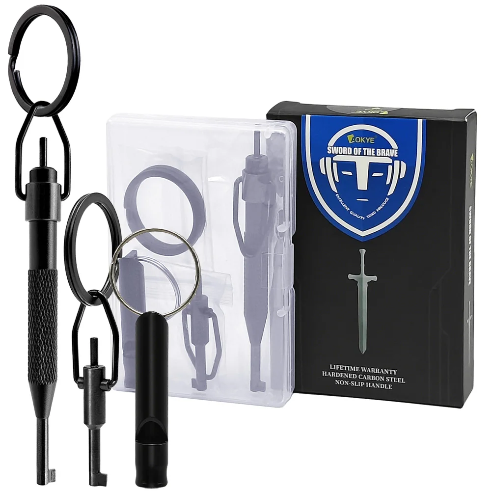Release Tool Set, 1 Long Handle Tool + 1 Short Handle Tool, High Carbon Steel Construction Equipped with Survival Signal Whistle