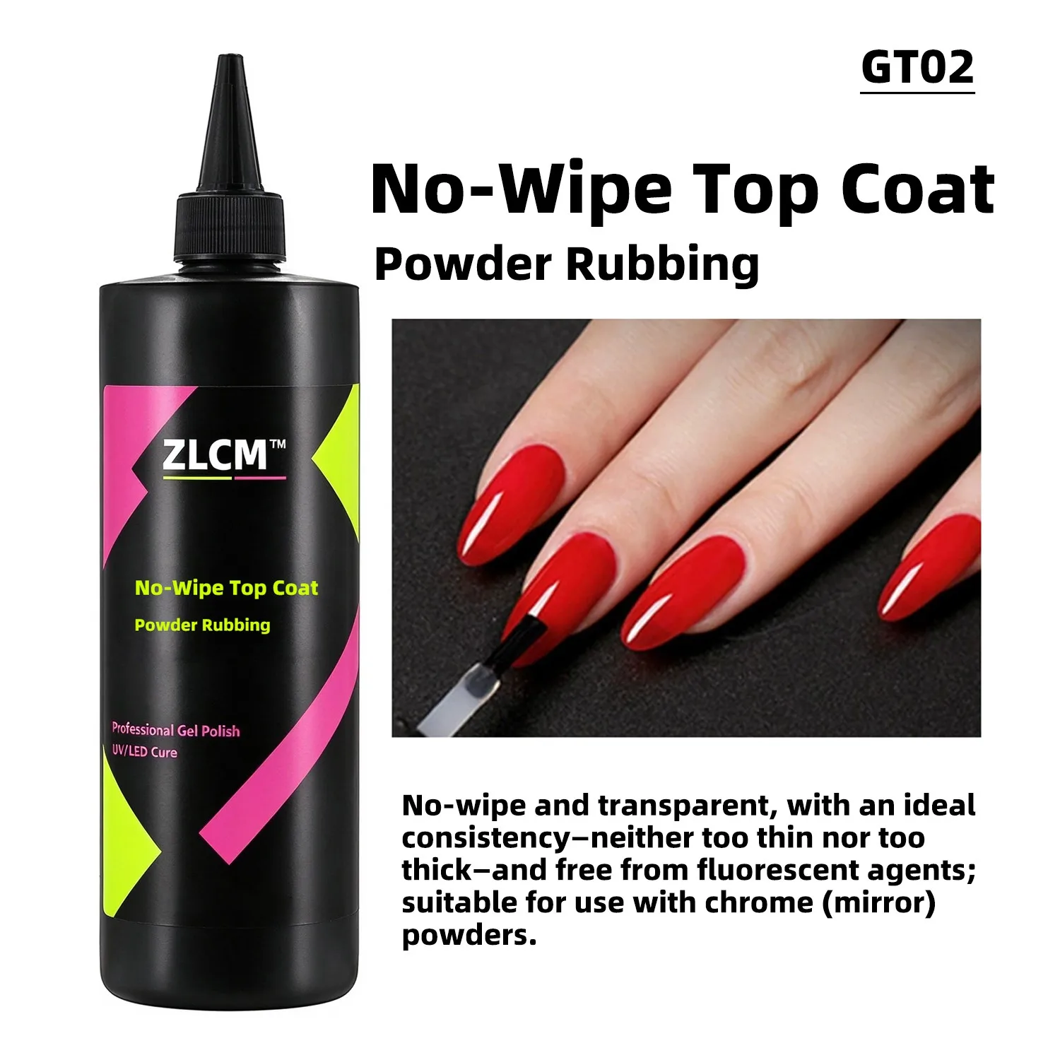 Top Coat, Transparent Soak Off Nail Gel Top Coat, Glossy Protective Layer for DIY Manicure, Requires UV/LED Lamp