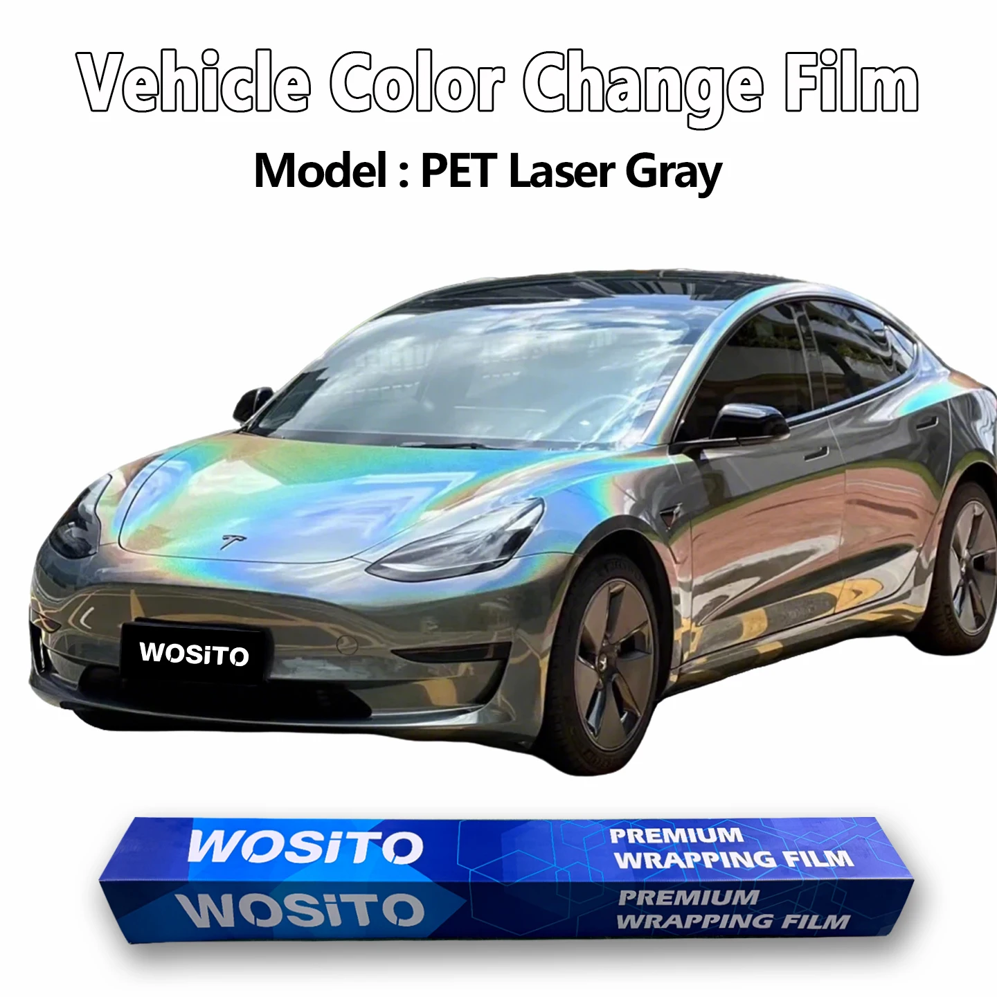 

PET Laser Grey Iridescent Car Wrap Vinyl Film Gloss Color Change Automotive Styling Factory Wholesale Supply