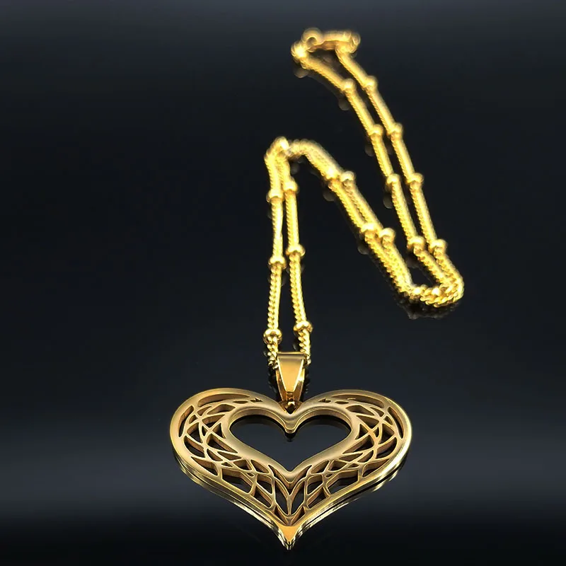 Cuore Collana in acciaio inossidabile Donna Colore oro Amore Collane Gioielli Regalo di San Valentino inossidabile joyeria mujer N619S01