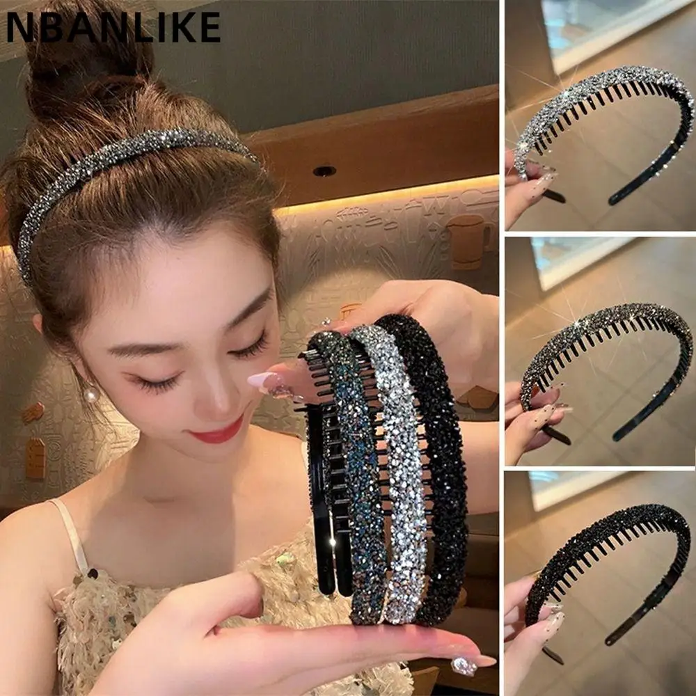 Fashion Non-slip Wash Face Hair Hoop Vintage Shiny Rhinestone Headband Hair Accessories