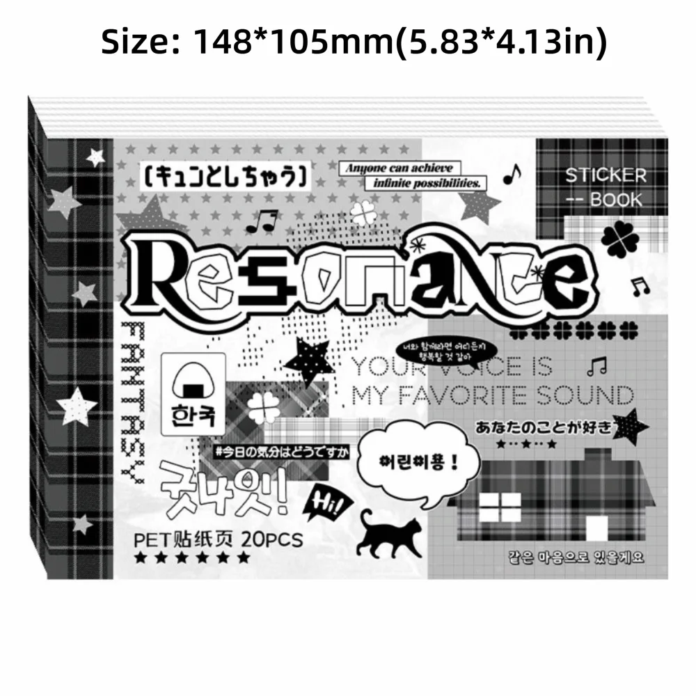 New 20 Pages Y2K Stickers Book Cartoon Cute Design Decorative Stickers Removable DIY Scrapbooking Stickers