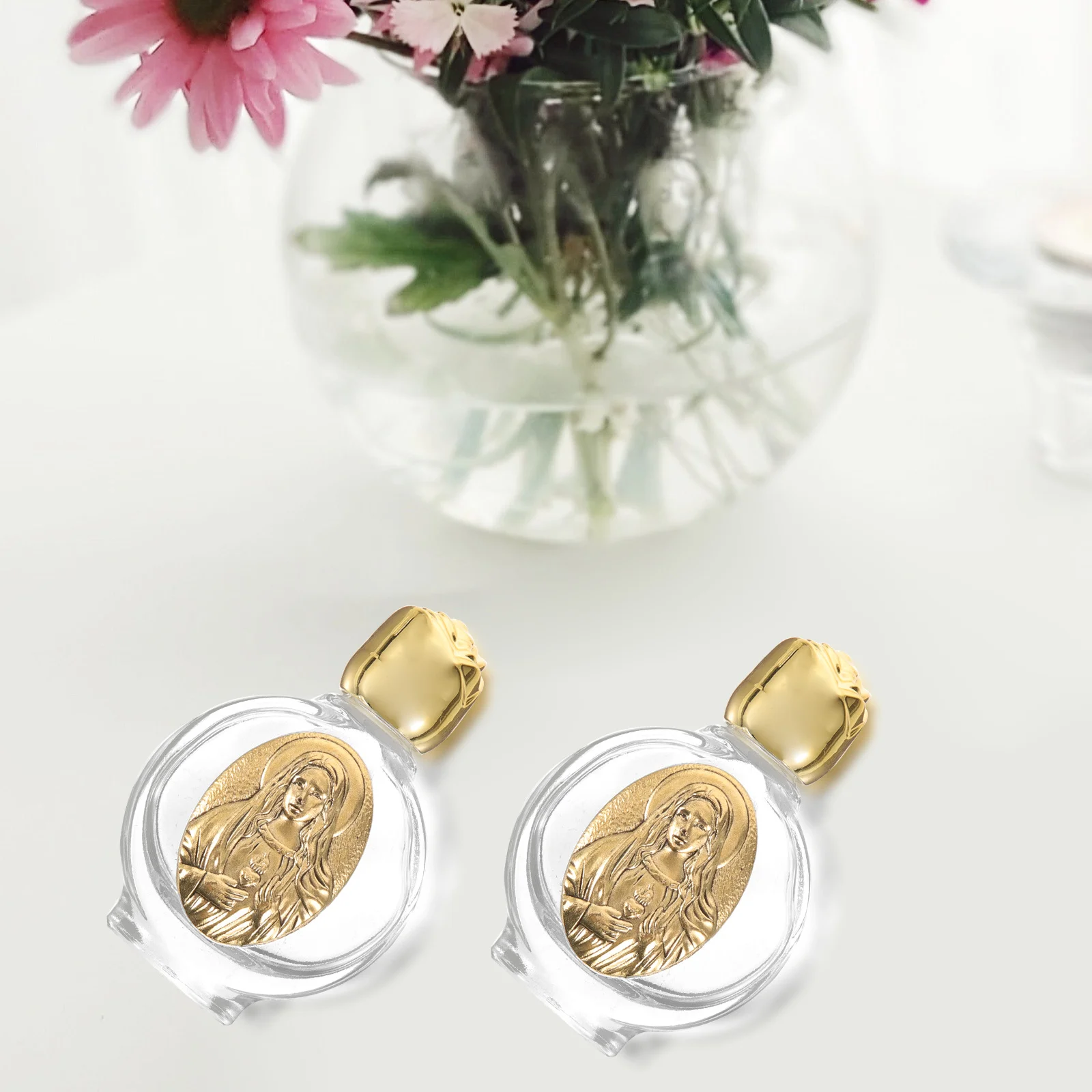 2Pcs Glas Heilige Wasser Flasche Robuste Wiederverwendbare Leere Segen Container Reise Freundliche Kirche Dekorative Geschenke Heilige Wasser Flasche