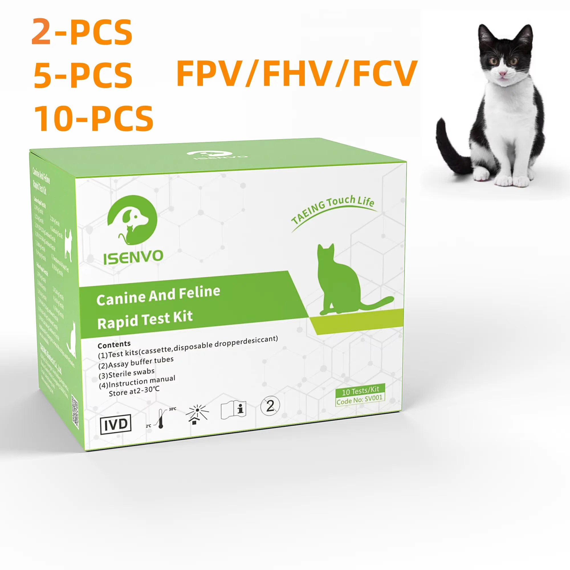 

2/5/10 Pcs Feline FPV,FHV,FCV Rapid Home Test Panel Card Health Detection Strip Kit for Cat Distemper Detection Veterinary