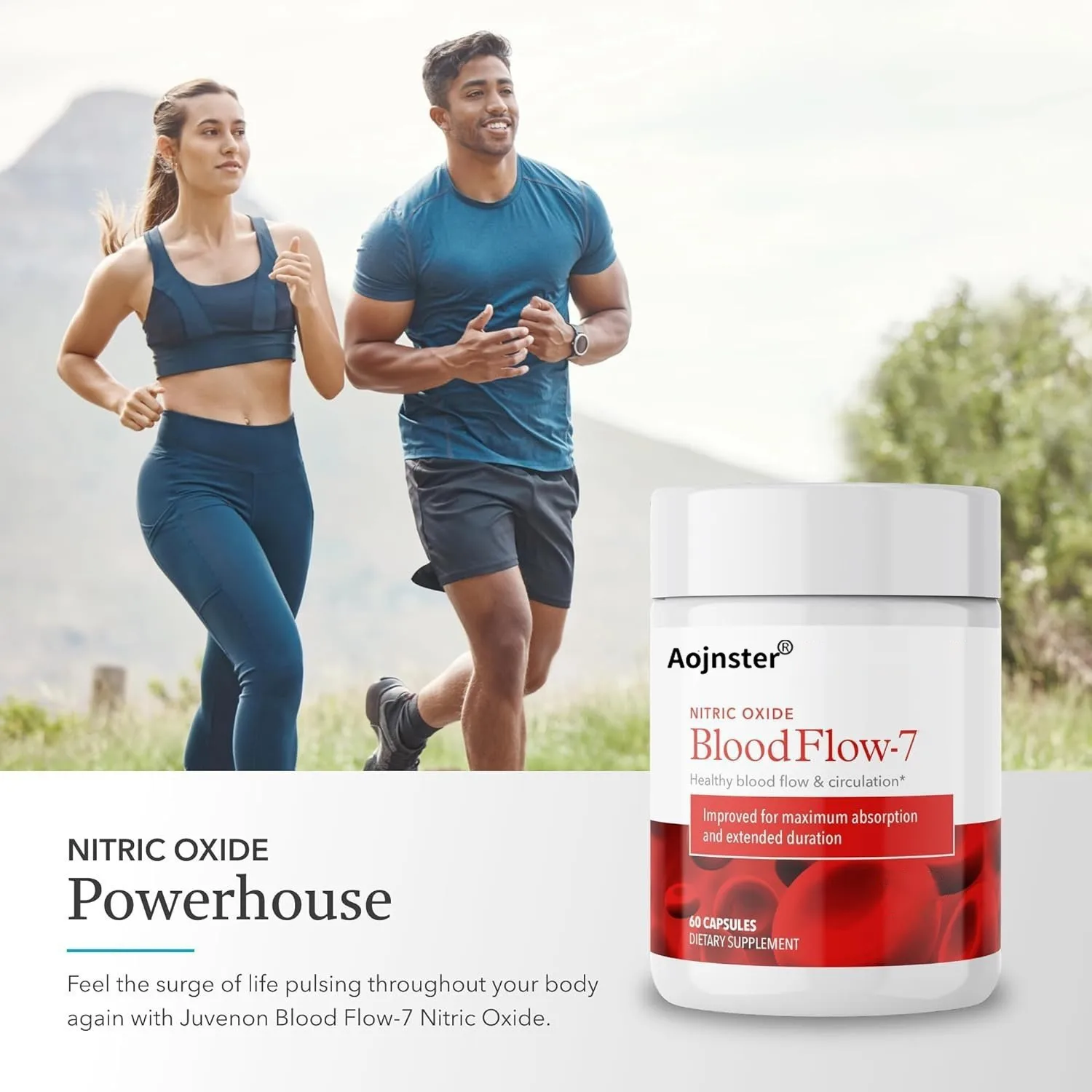 BloodFlow-7 Nitric Oxide Capsules, Formula for Healthy Blood Flow & Circulation, Maximum Absorption, 60 Vegetarian Capsules