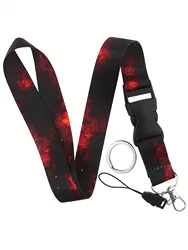 Mobile Phone Lanyard Fashion Black&Red Sky Buckle Neck Strap Keychain Teacher Lanyard for Credit ID Card Holder Keys Keychain