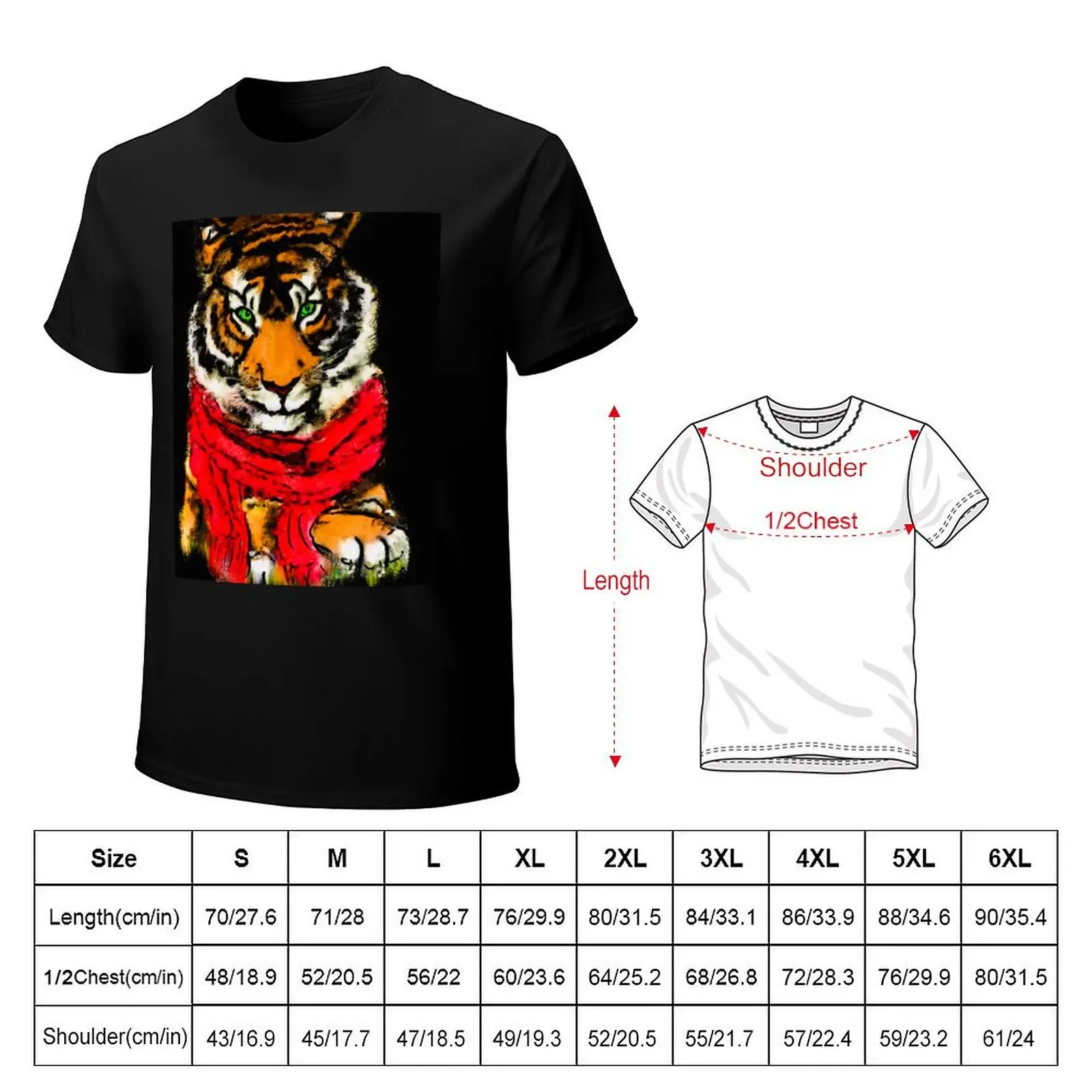 Tiger with Scarf T-Shirt Long Lasting Casual T-Shirt