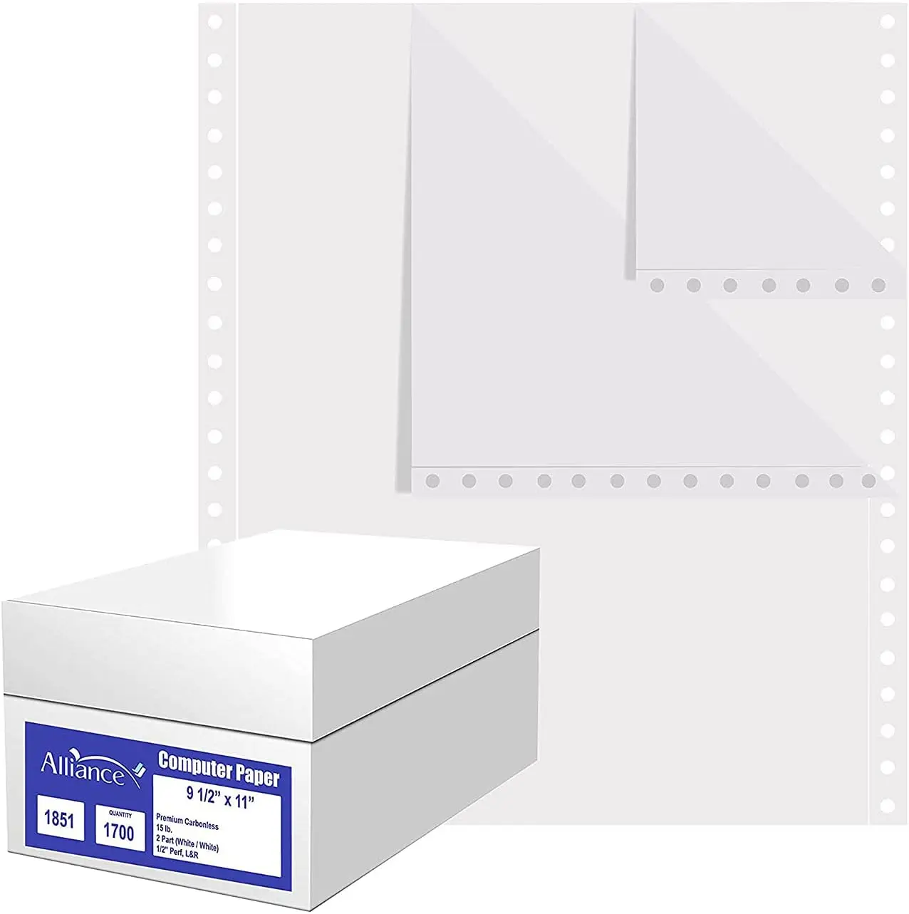 

Carbonless Computer Paper 9.5x11 Blank Perforated 2-Part White 1700 Sheets