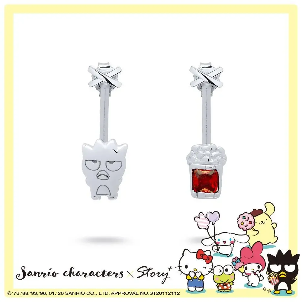 Sanrio Series Fantasy Paradise Cool Penguin Popcorn Crystal 925 Sterling Silver Earrings Stud Earrings