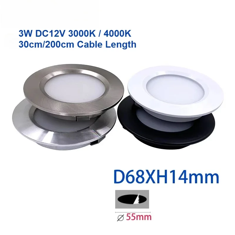 JOYINLED Mini LED Downlight 3W DC12V Ultra Thin Recessed Ceiling Spotlight Cabinet Light Under Cabinet Kitchen Lamp Fixture