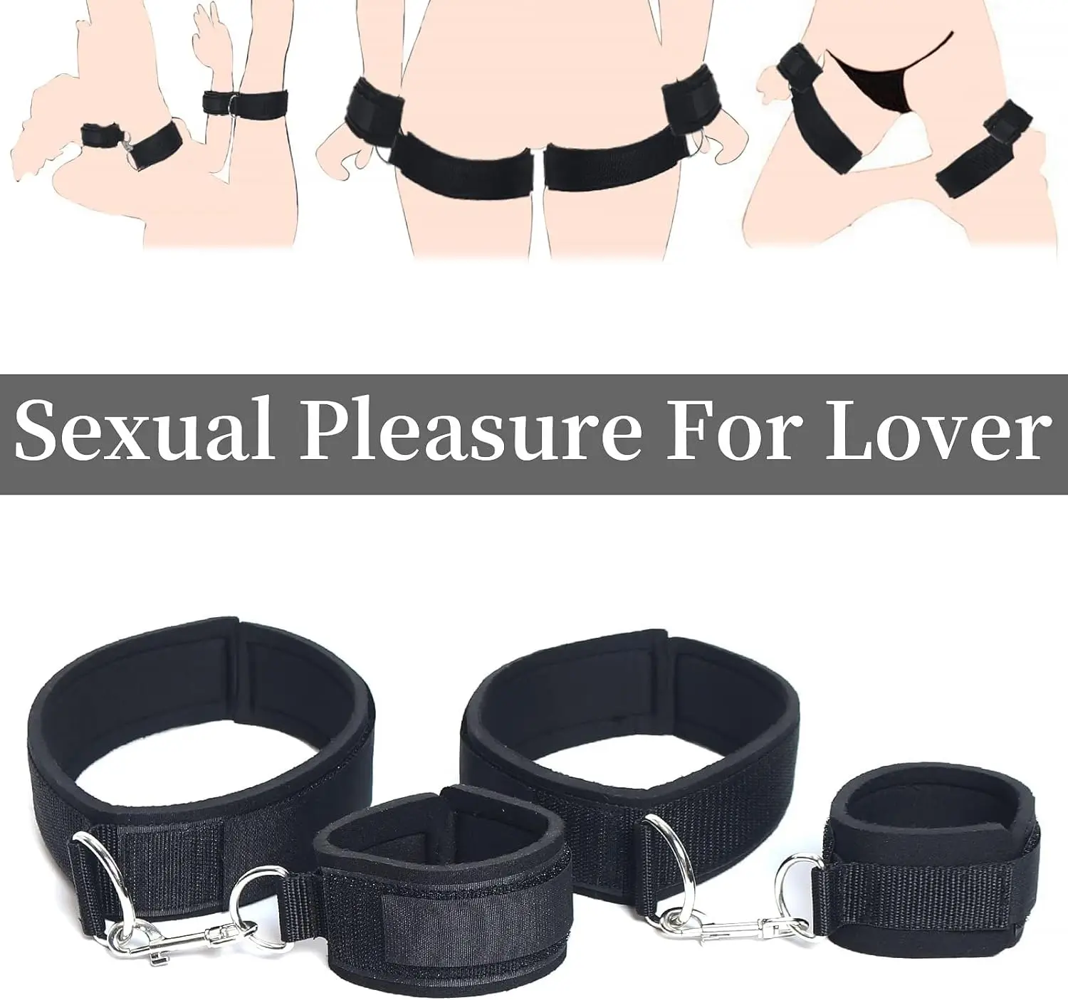 BDSM Sex Toys for Woman Couples Sex Bondage Wrist & Thigh Cuffs Restraint Adjustable Leg Straps Handcuffs SM Adult Game Play