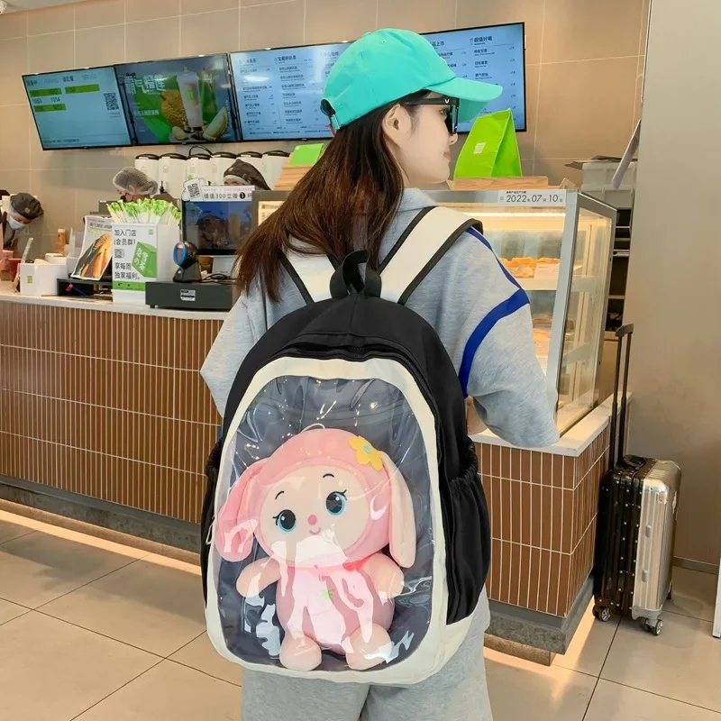 Mochila escolar Harajuku para niñas, bolso de hombro de juguete transparente Simple para niños, escuela primaria, jóvenes, estudiantes de secundaria