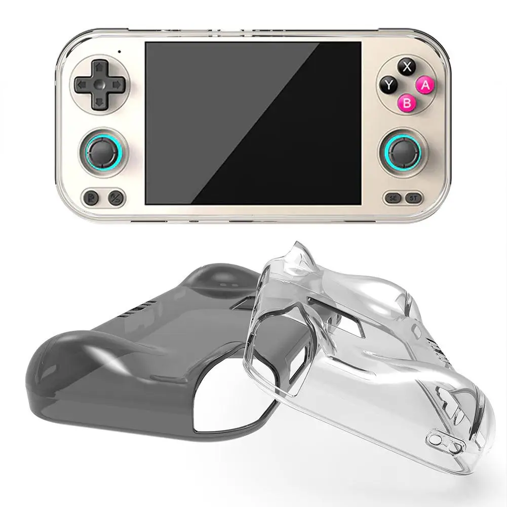 Clear Translucent Black TPU Protective Case for Anbernic RG476H Handheld Game Console, Shockproof Anti-Scratch Cover Gaming