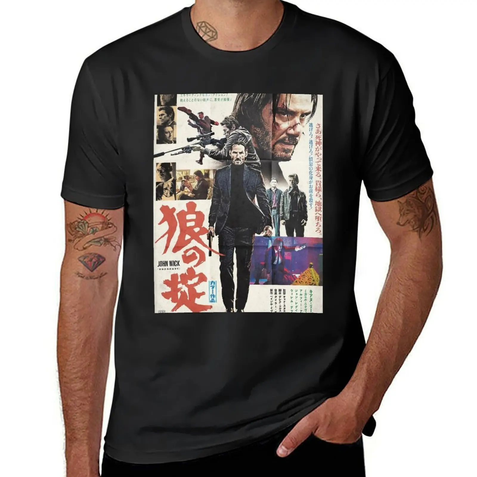 John Wick Japanese Movie Poster T-Shirt summer top anime korean fashion plus sizes T-shirts for men cotton