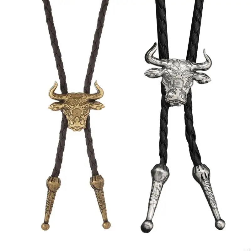 M6CD Modern PU Leather Neck Tie Alloy Features Adjustable Length For Customized Fit