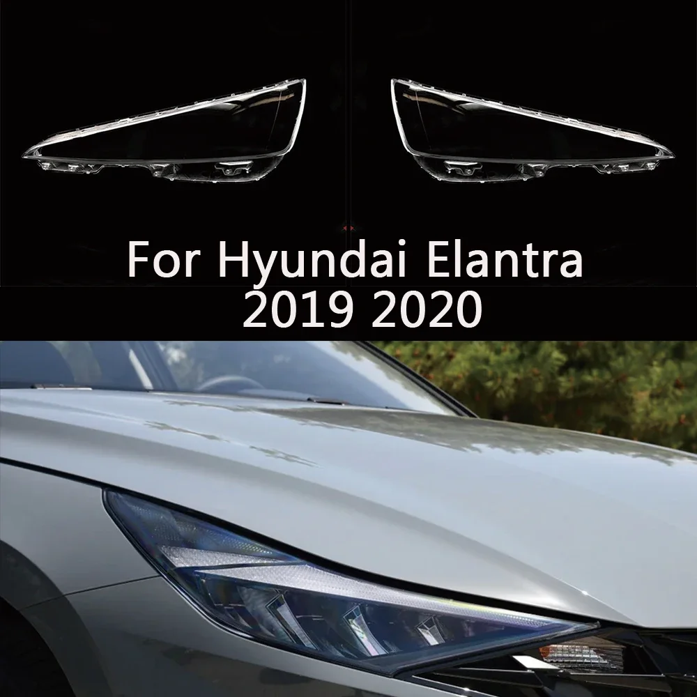 

HTTCY For Hyundai Elantra 2019 2020 front Car Headlight Cover Lens Shell Lampcover Lampshade Headlamp Light mask