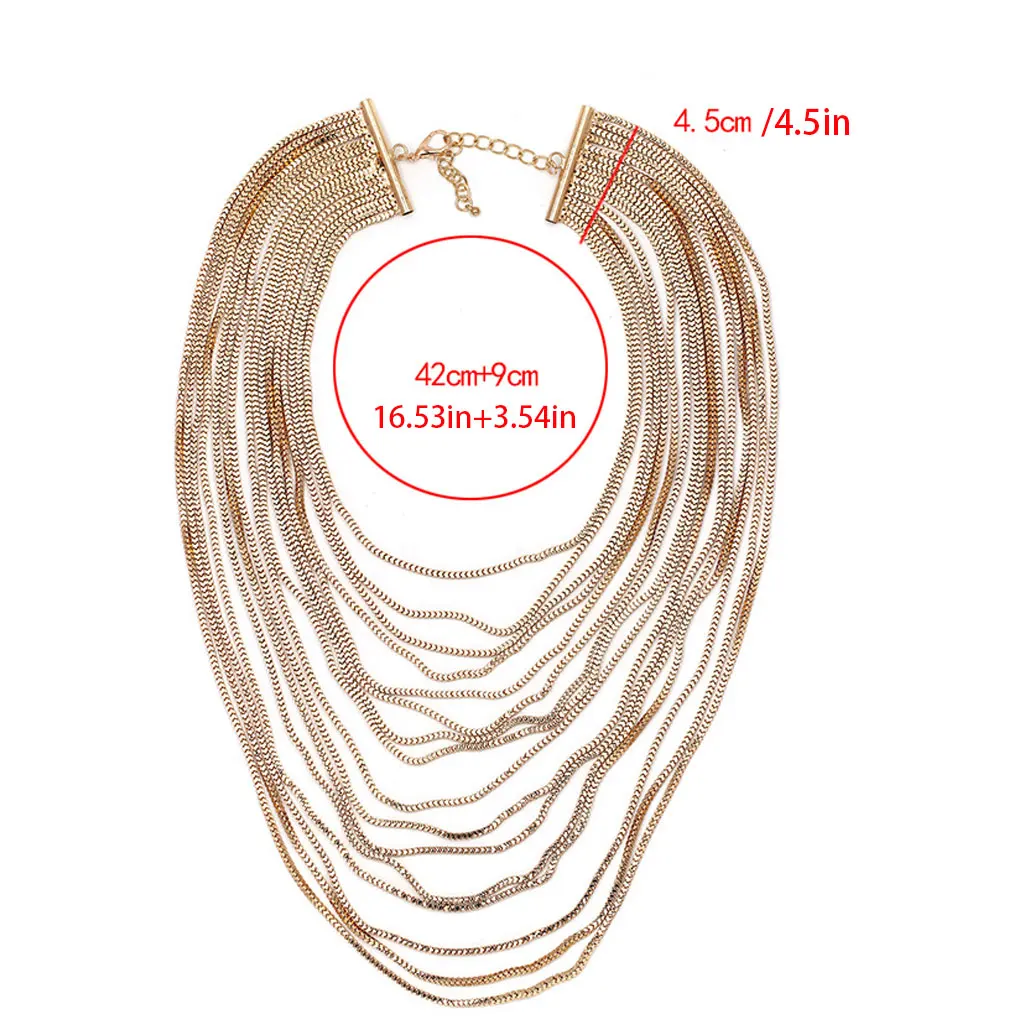 Metal Chain Choker Vintage Style Maxi Multilayer Necklaces Banquet Jewelry