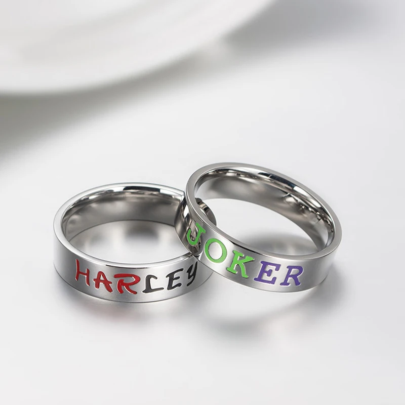 Vendita calda 6mm anelli di barretta in acciaio inossidabile JOKER HARLEYCouple Ring anelli di moda semplici per donna uomo regalo per gioielli da