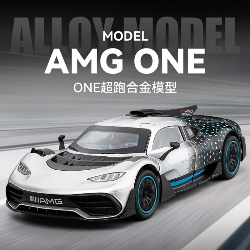 1:24 Mercedes-AMG ONE Diecast Alloy Supercar Model with 3 Openable Parts Front Wheel Steering for Car Collectors Hobby Display