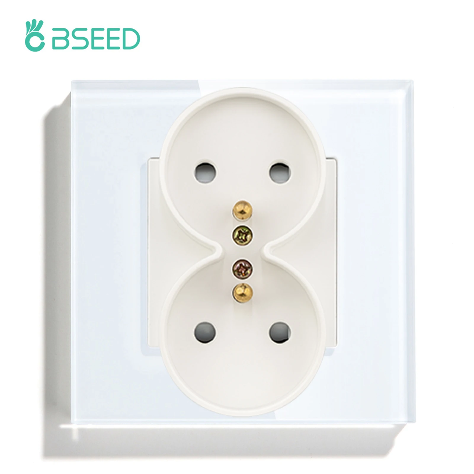 BSEED Doppel Frankreich Steckdosen Power Steckdose Einzigen Doppel Rahmen Home Wand Steckdosen Glas Panel Weiß Schwarz