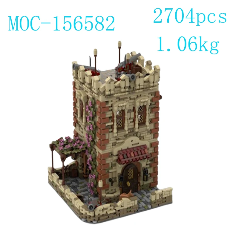 Spot MOC-156582 2704pcs Creative Medieval Architecture Garden Castle Small Particle Assembly Building Blocks Educational Toy Mod
