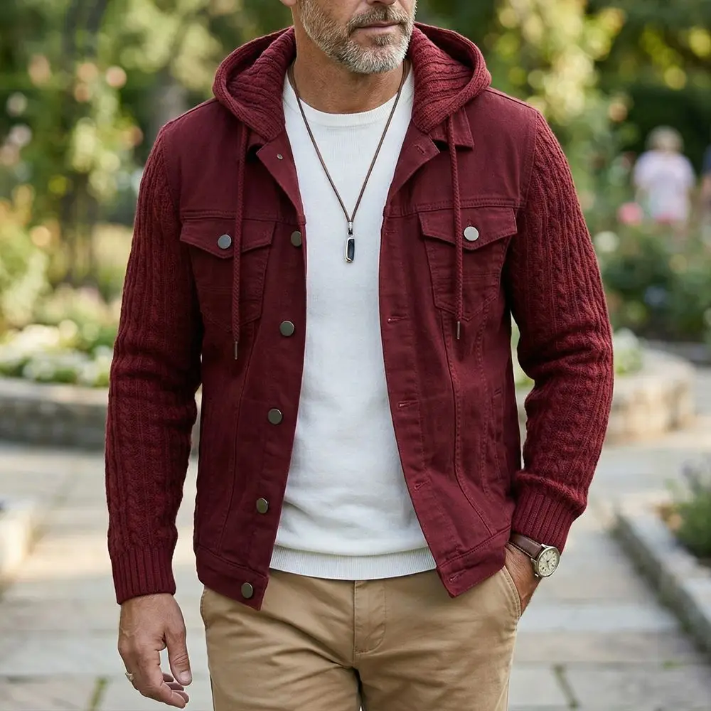 Men's Hooded Casual Jacket Patchwork Multi Pocket Vintage Outwear Coats Male Trend Streetwear Loose Jackets Fashion Cardigans