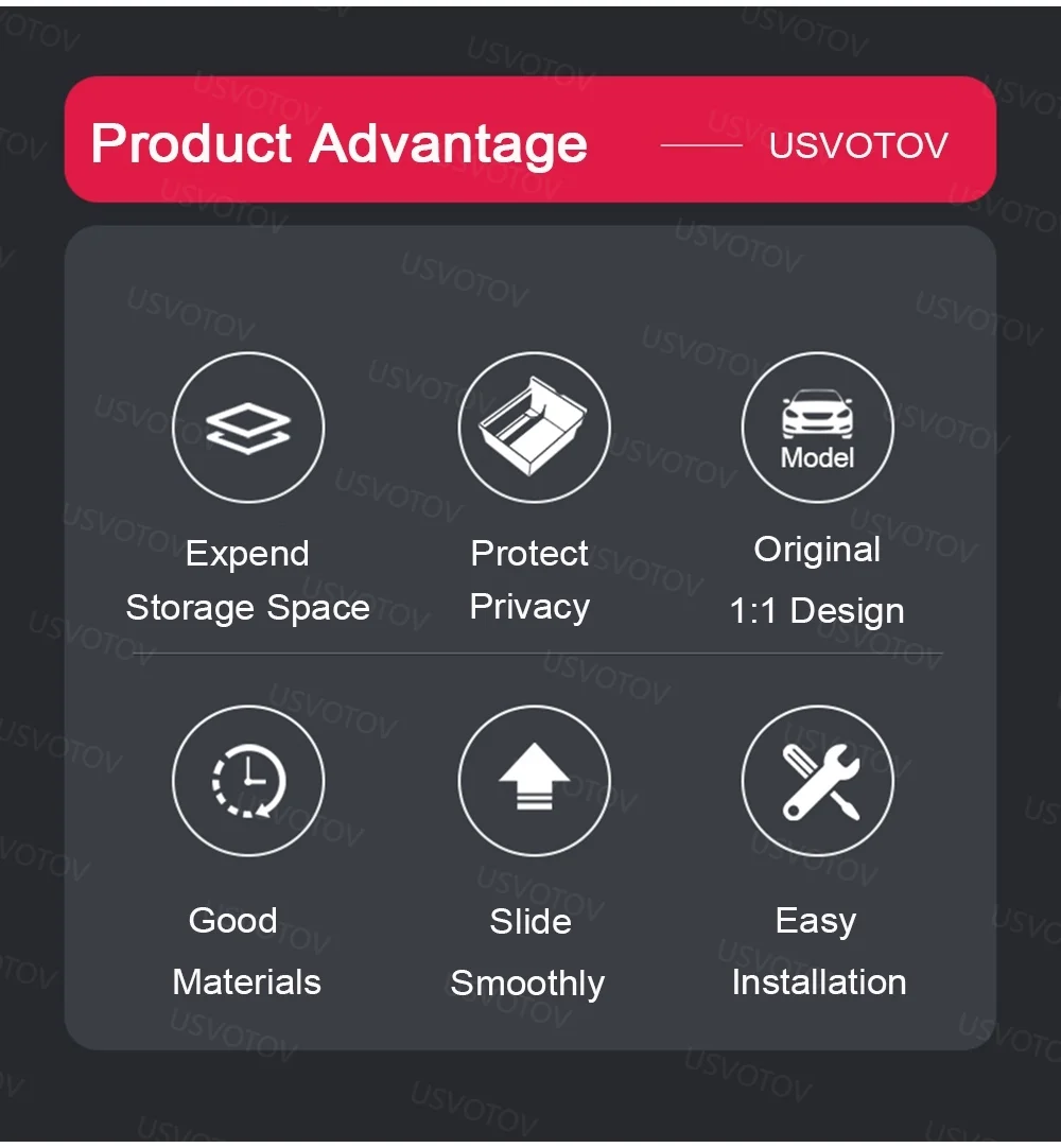 Mittelkonsolen-Organizer-Ablage für Tesla Model 3 YL Y Juniper 2026 2025 Mittelkonsole Aufkleber Armlehnen-Aufbewahrungsbox – Detail 10