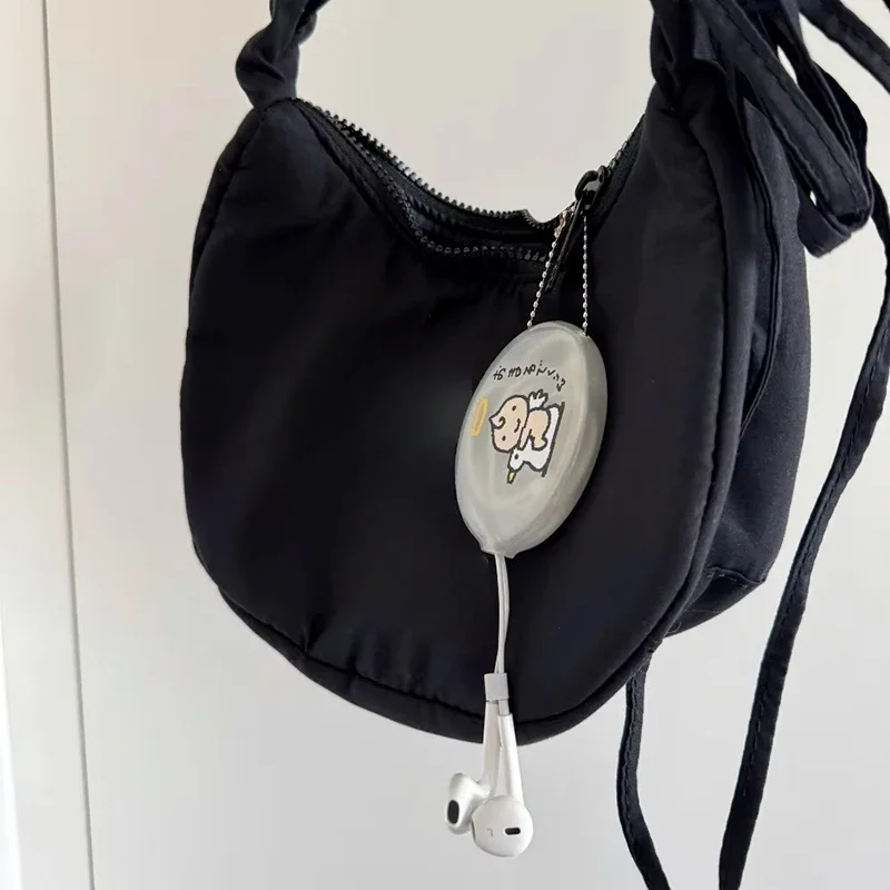 Angel Pendant Keychain Harajuku Transparent Oval Earphone Storage Bag Portable Data Line Organizer Pouch Fashion Gift