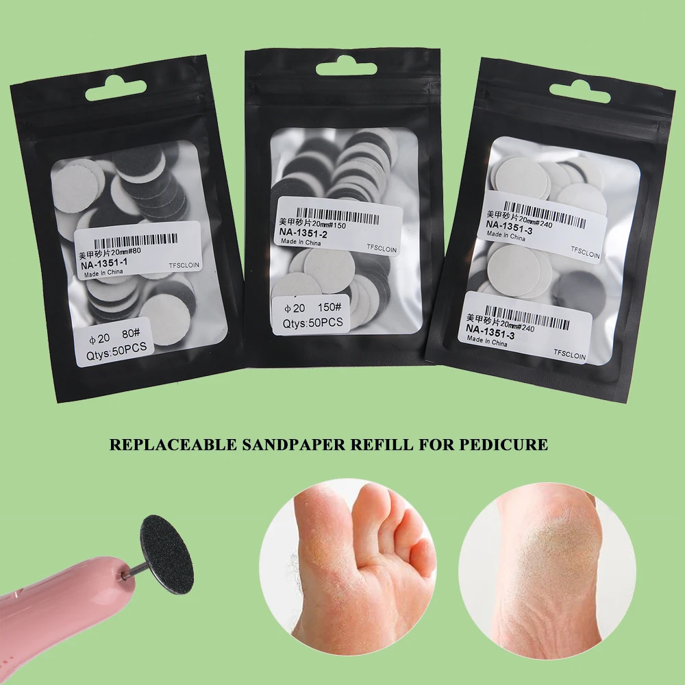 Pedicure Replacement Sandpaper-15mm 20mm 25mm 35mm Foot Callus Remove Disc Refill Dead Skin  Cuticle Polishing File Accessory