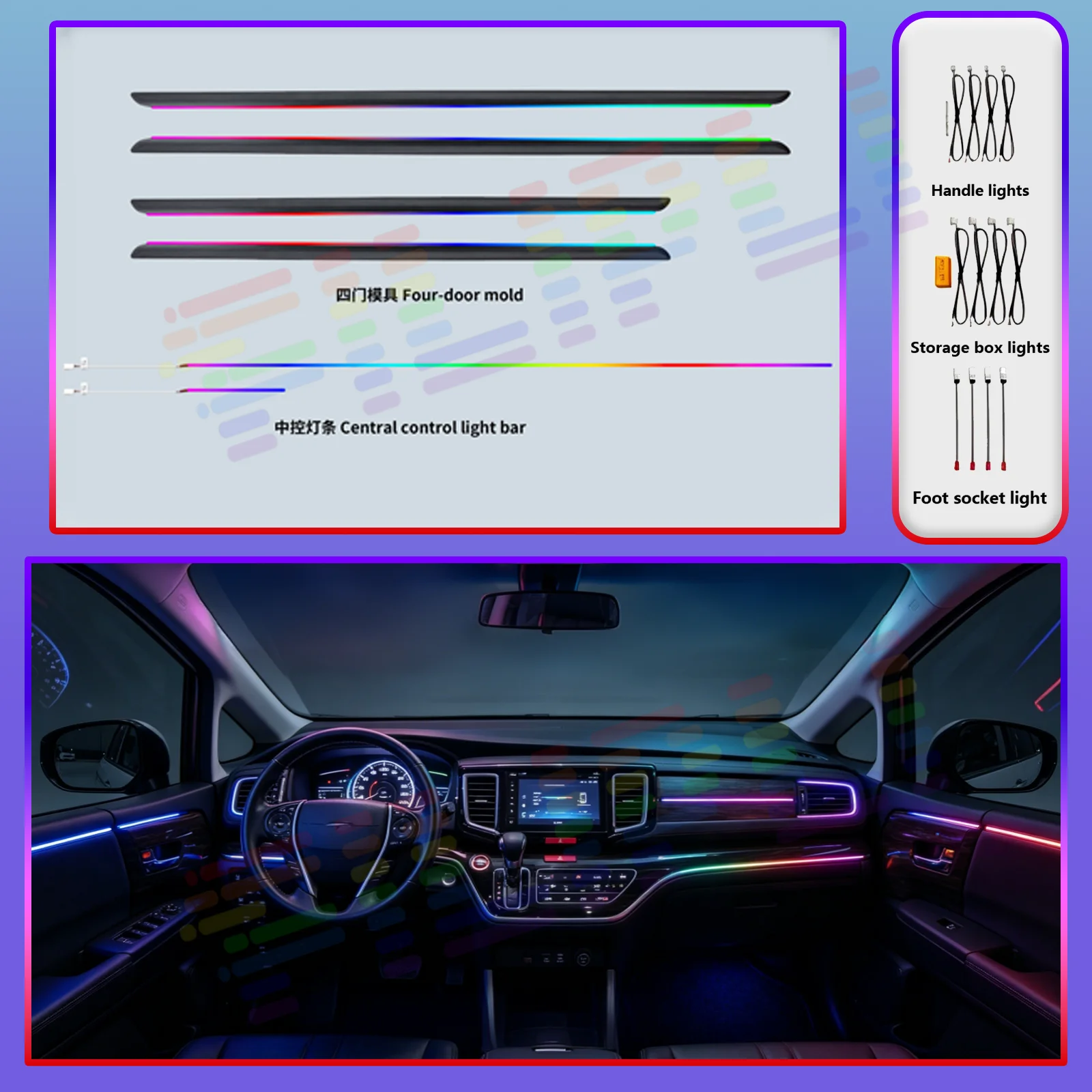 2015-2022 Odyssey 2016-2023 Elysion For Honda Ambient Light Dashboard Decorative Air Vent LED Atmosphere Lamp illuminated
