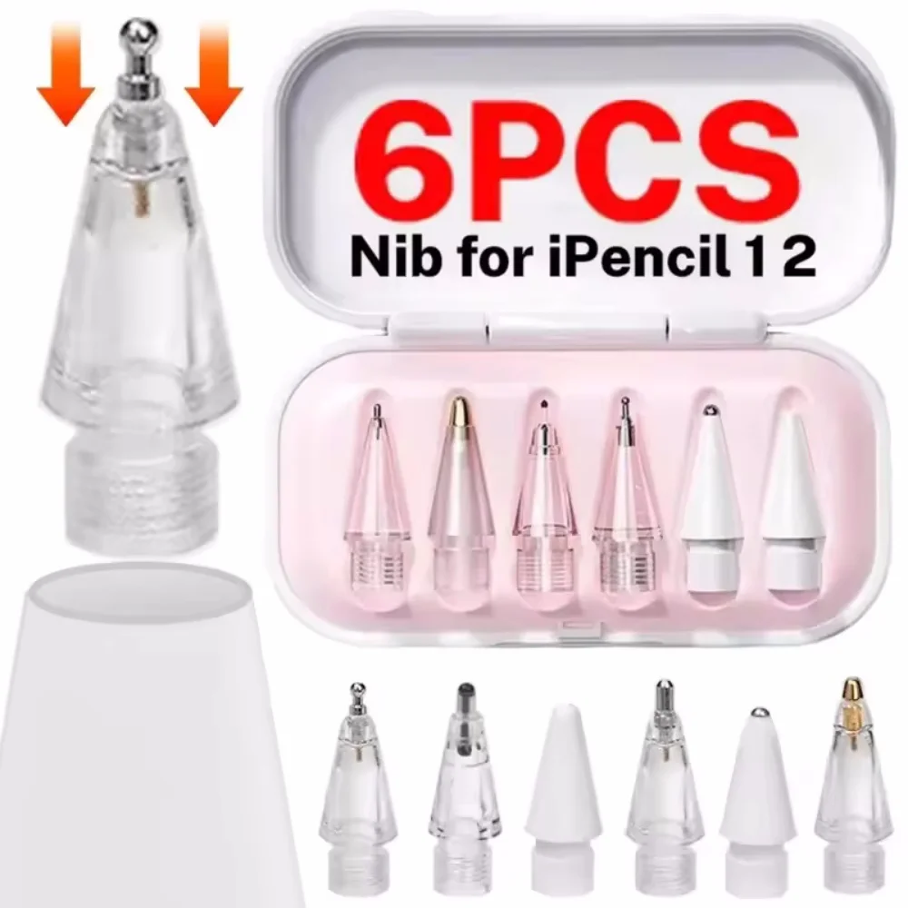 6 in 1 Replacement Pencil Tips For Apple Pencil Pro/2nd Gen/1st Gen/USB-C, Upgraded Portable iPad Pen Tips With Storage Case