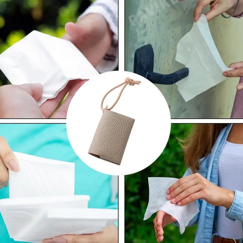 Portable Pocket tissue box Personal tissue storage bag PU leather car home tissue box cute baby stroller tissue hanging bag